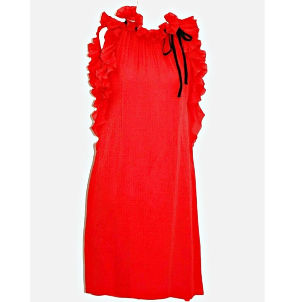 GUCCI Iconic Sleeveless Ruffle Cocktail Mini Dress in Red sz US 4-6 IT 42 $1620 - Picture 4 of 14